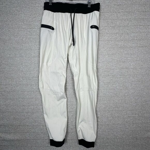 BYLT Elite Jogger Pants Mens Sz L White Gray Viscose Nylon Athletic Stretch FLAW - Picture 1 of 14